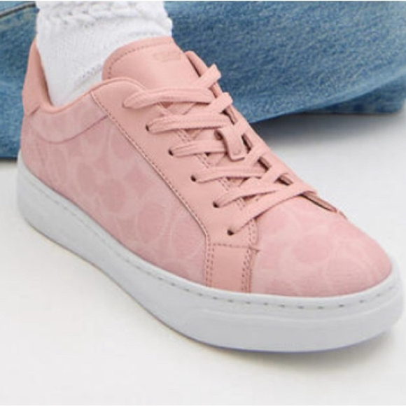 Coach NIB CBT39 6.5 Signature Canvas Leather Sneakers – Ballerina Pink Style NEW - Picture 1 of 5
